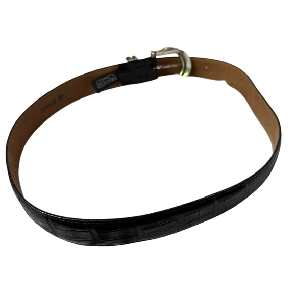 Genuine BRIGHTON Black Croc Pattern Leather Women Belt Size 34 L Unisex main image 5